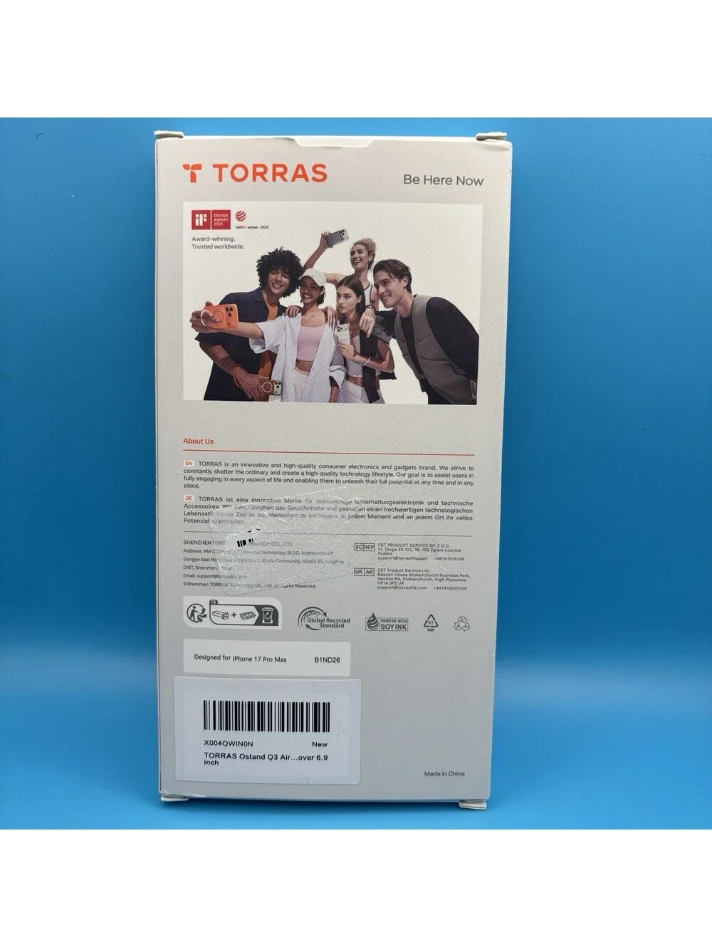 TORRAS Ostand Q3 Air for iPhone 17 Pro Max 6.9” w 360 Mag, Glacier Sprint